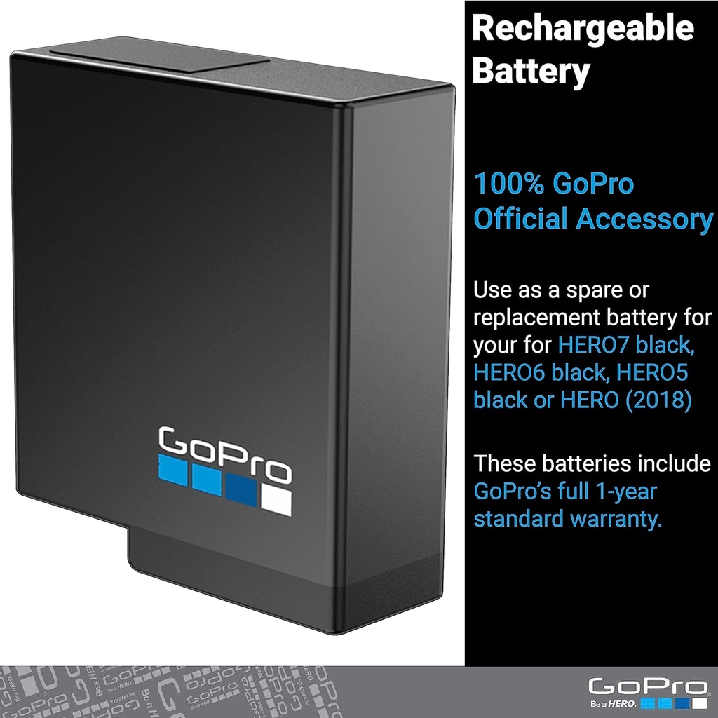 GOPRO BATERÍA RECARGABLE (HERO7 negro, HERO6 negro, HERO5 negro o HERO (2018) NEGRO) (ACCESORIO OFICIAL GOPRO)